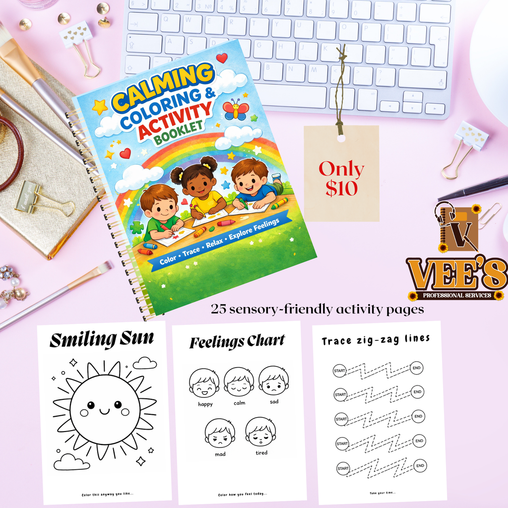 Calming, Coloring & Activity Booklet – Vee's Professional Services, LLC
